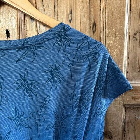 Toad & Co Small Blue T-Shirt Dress Cue Wrap Cafe Dress Update Leaf Print - Picture 5 of 7